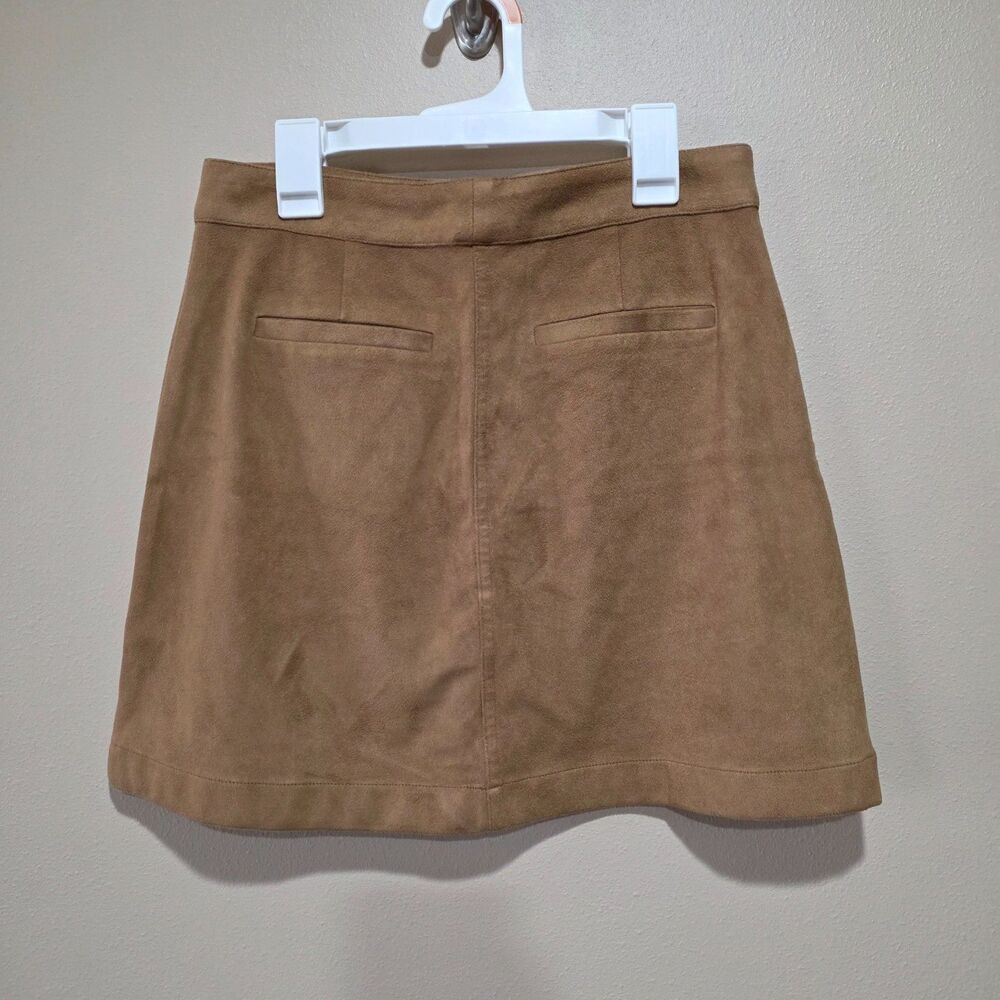 Marine Layer Faux Suede Button Front Mini Skirt Tan Size 2 Retro 70s Style NWOT - Picture 3 of 8